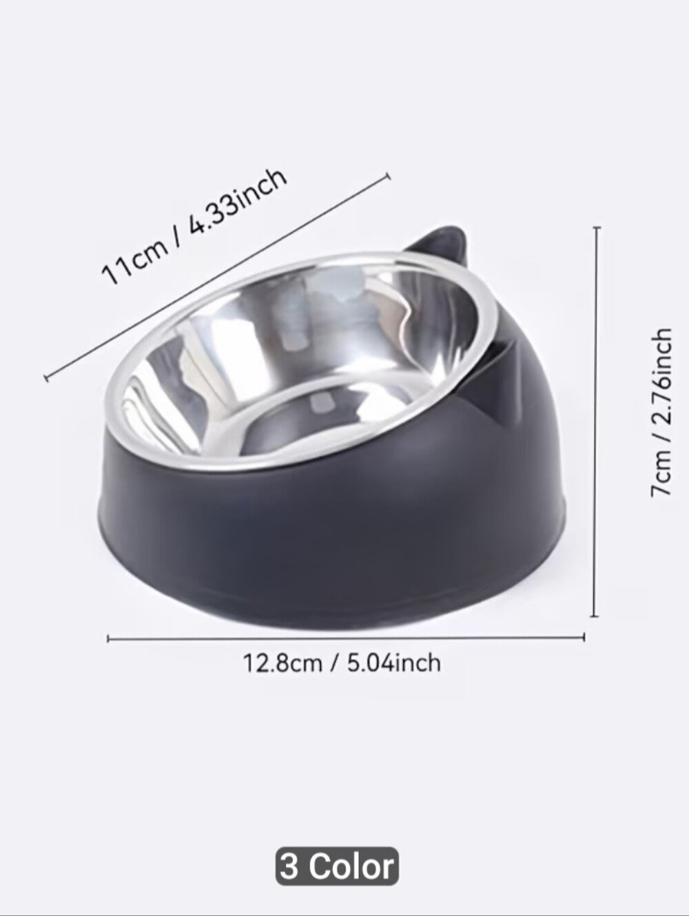 Cat Bowl-Stainless Steel with Non-Slip Navy Blue Stand